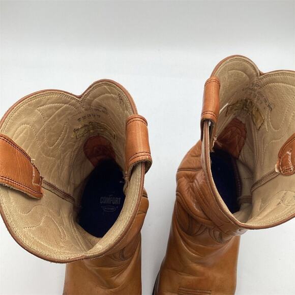 Vintage 1977 Stewart Boot Co. Western Cowboy Boots Brown Leather 9.5 D - Picture 8 of 12